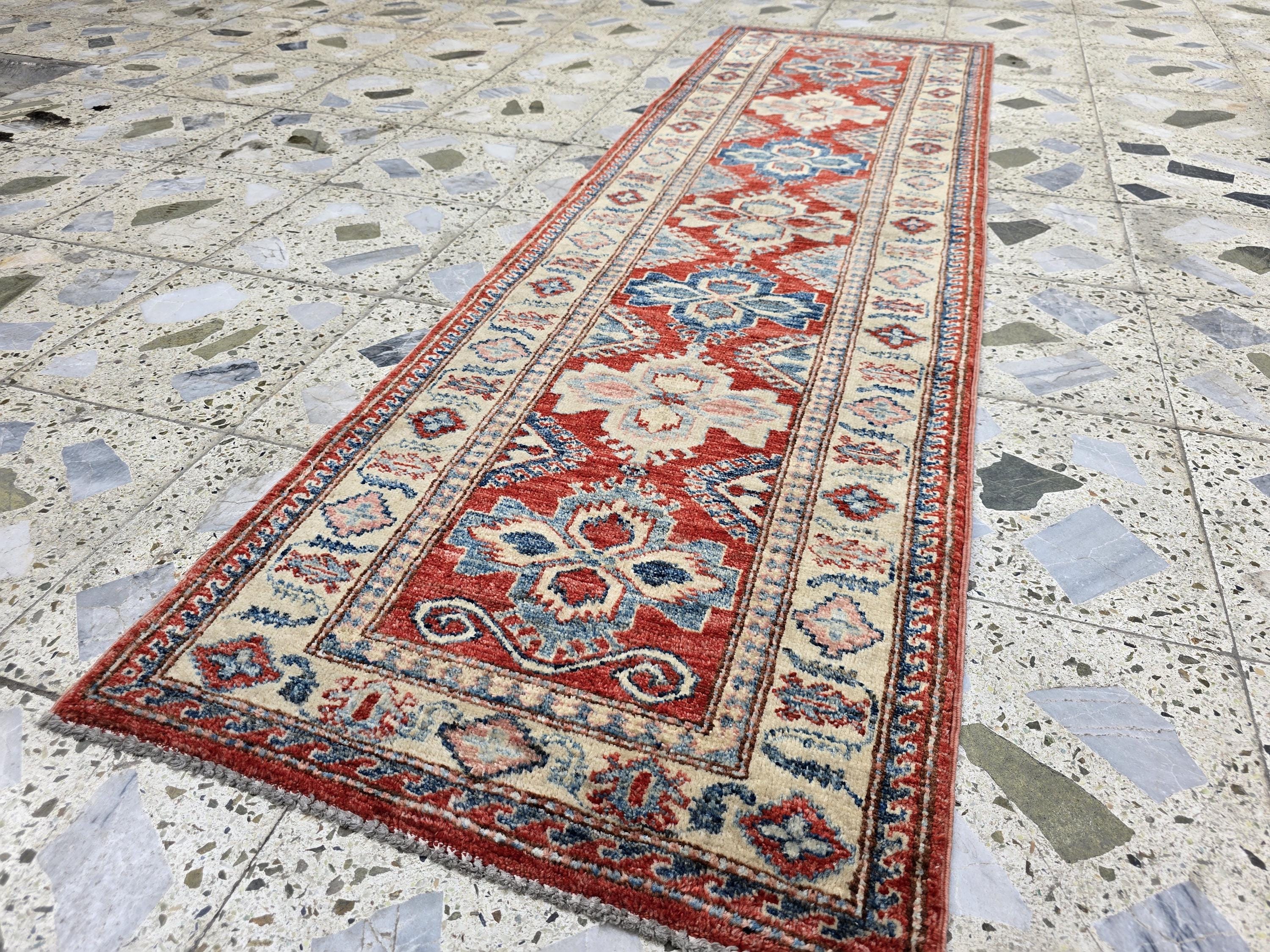 Vintage Kazak Hallway Narrow Runner, 2x6ft Afghan Handwoven Antique Rug, Narrow Corridor Runner, Entryway Rug, Hallway Rug 204 x 60