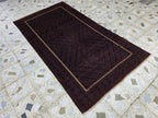 4x8 Vintage Baluchi Rug – Handwoven Tribal Afghan Wool Rug | Dark Geometric Design | Bohemian Floor Decor | Nomadic Carpet Art 233x130 cm