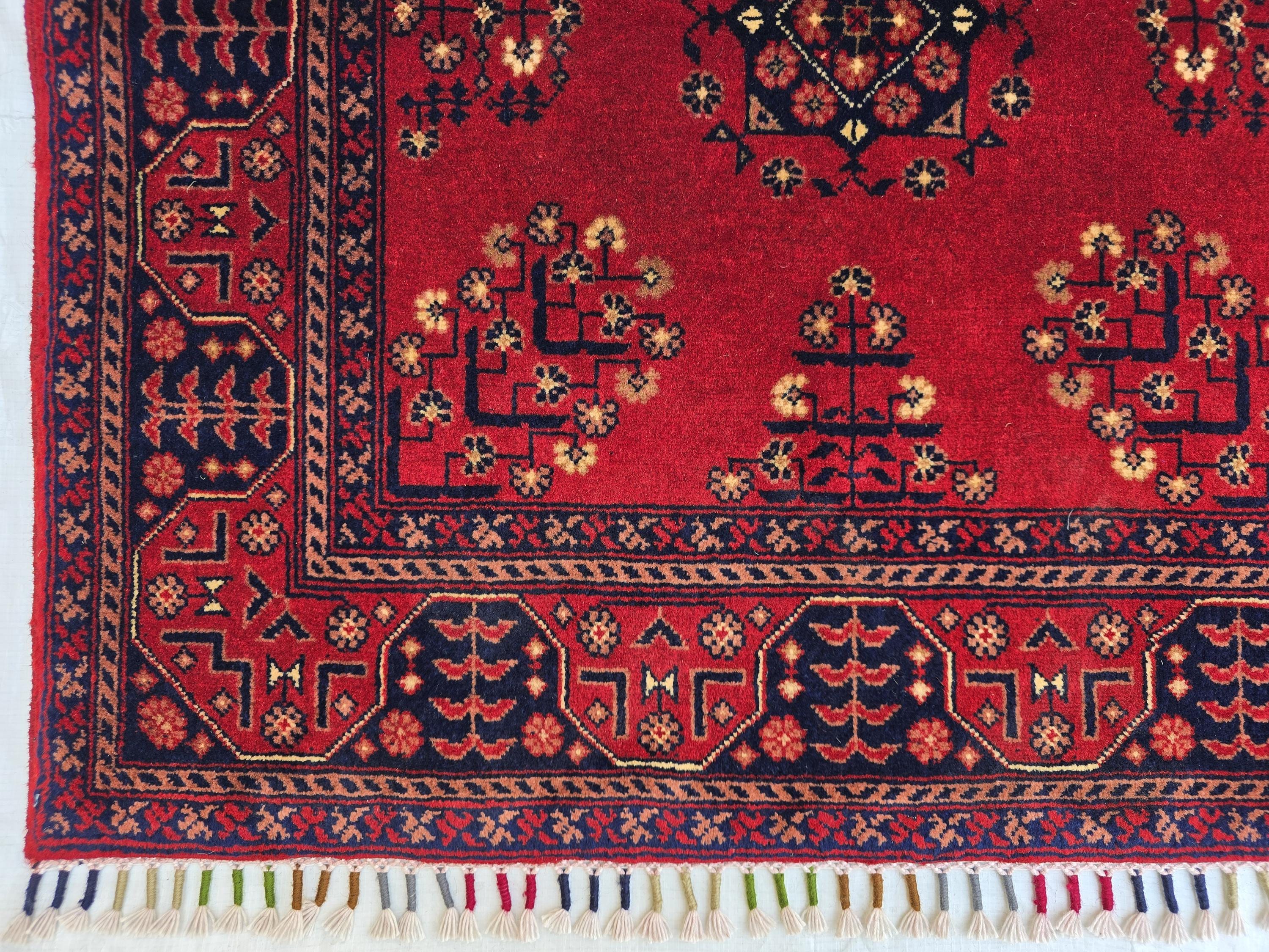 Afghan Handwoven Prayer Mat, Soft Pile Beljik Design 4.6x2.8ft, Turkmen Wool Area Rug, Handmade Wool Islamic Prayer Rug | Wall Hanging