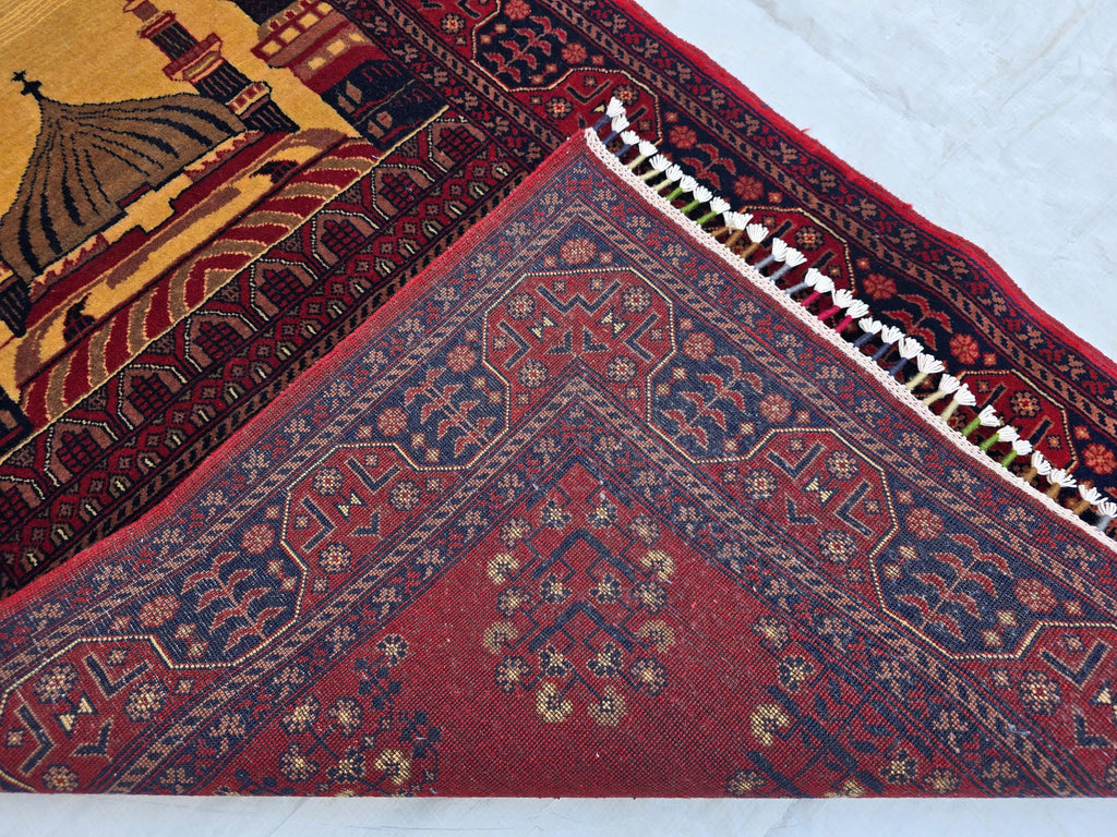Afghan Handwoven Prayer Mat, Soft Pile Beljik Design 4.6x2.8ft, Turkmen Wool Area Rug, Handmade Wool Islamic Prayer Rug | Wall Hanging