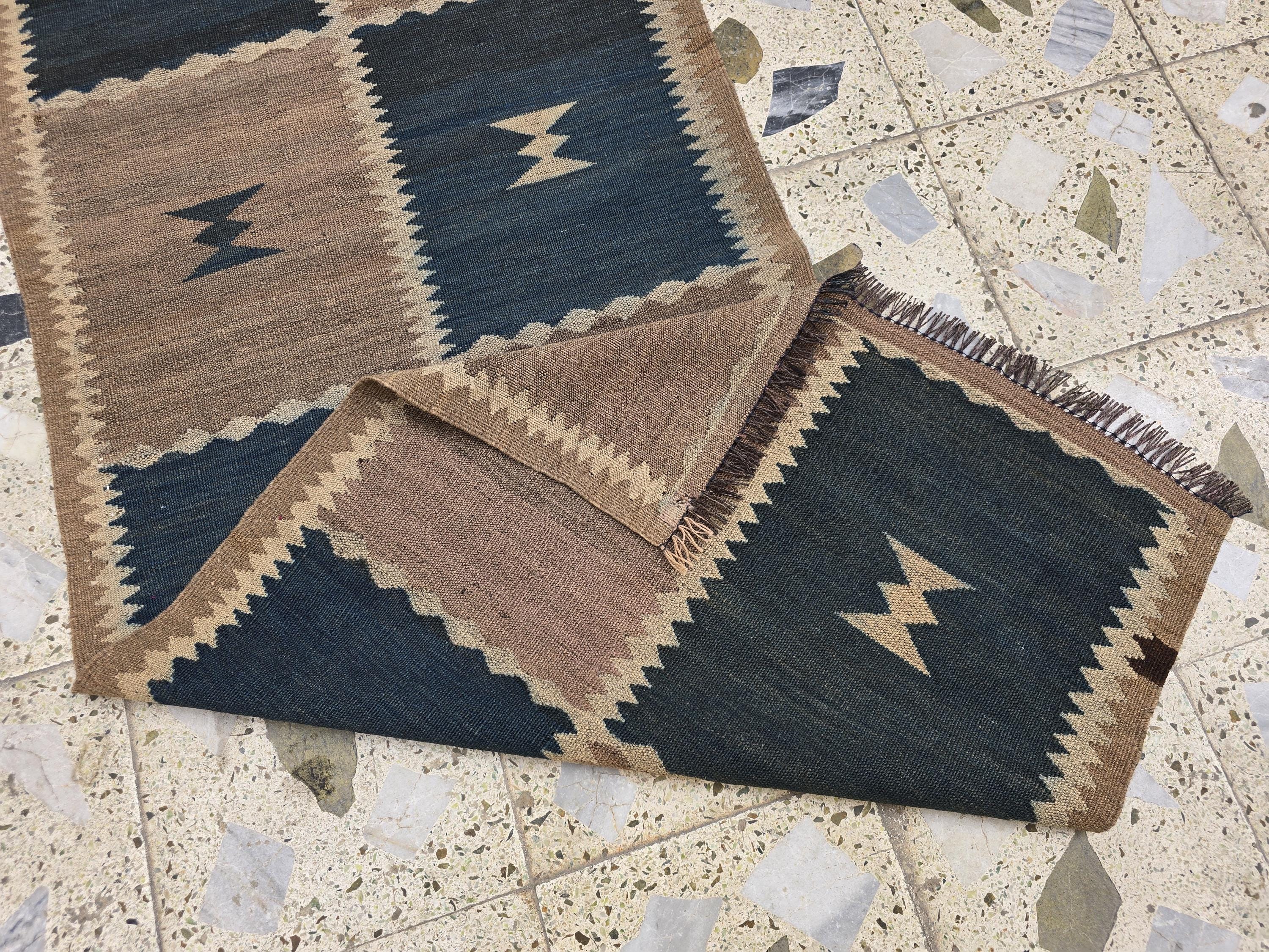 Vintage Kilim Runner Rug 9.9x2.5 ft – Handwoven Afghan Wool Hallway Rug | Tribal Geometric Pattern | Boho Rustic Long Corridor Carpet