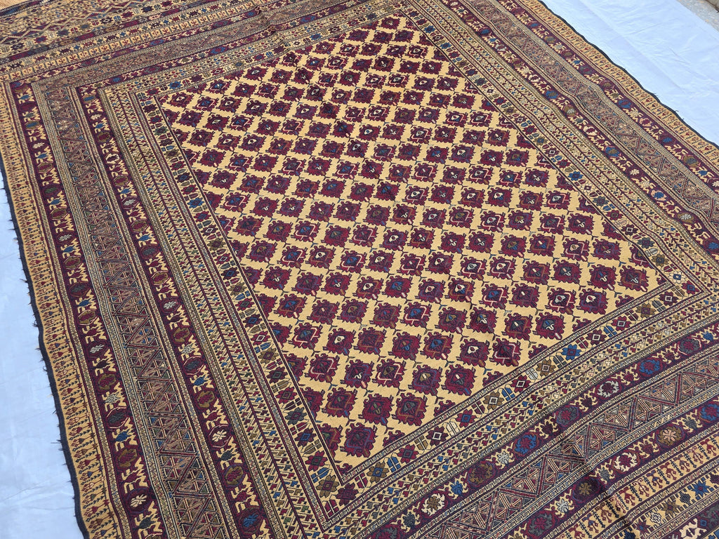 7x10 Beljik Kilim Afghan Handwoven Rug, Turkmen Herati Wool Large Area Rug, Boho Home decor Rug for living room, Bedroom Rug 294x208