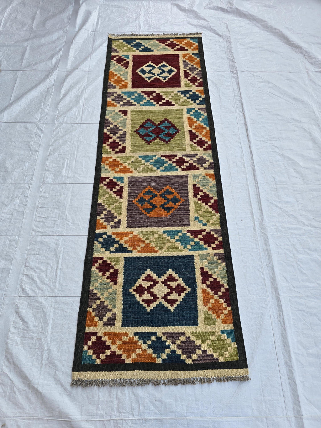 2x6 Handwoven Afghan Tribal Flatweave Kilim Runner, Turkmen Geometric Wool Rug, Hallway Rug, Narrow Rug, Kitchen Decor, Home Decor Rug