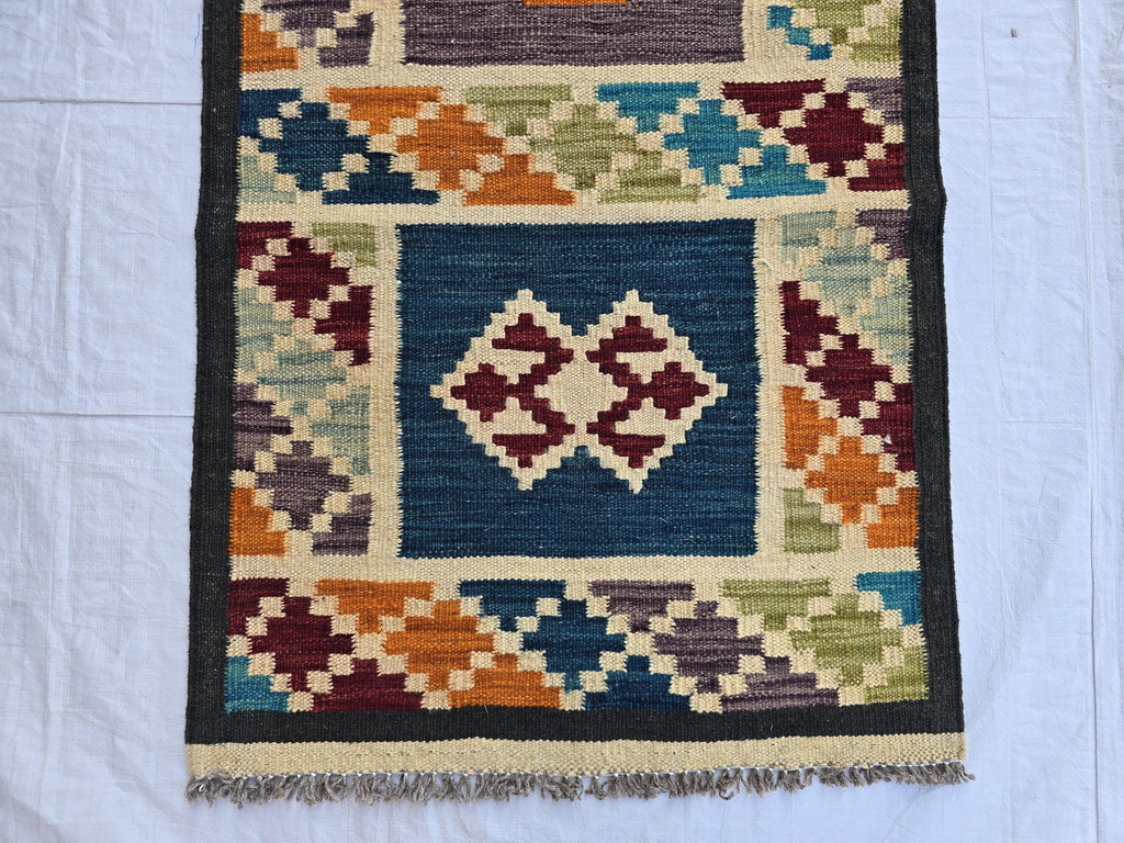2x6 Handwoven Afghan Tribal Flatweave Kilim Runner, Turkmen Geometric Wool Rug, Hallway Rug, Narrow Rug, Kitchen Decor, Home Decor Rug