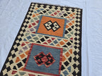 3x4 Small Afghan Handmade Tribal Kilim Rug, Turkmen Geometric Wool Accent Rug, Entrance Rug, Kitchen Rug, Hallway short Rug, Boho Home Decor