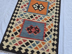3x4 Small Afghan Handmade Tribal Kilim Rug, Turkmen Geometric Wool Accent Rug, Entrance Rug, Kitchen Rug, Hallway short Rug, Boho Home Decor