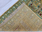 3x5 Turkmen Handwoven Jai Namaz, Rich Green Geometric Sift Pile Mat, Turkmen Wool Area Rug, Wall Hanging Rug, Home Decor, Afghan Art