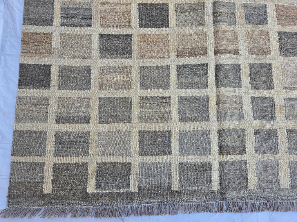 5x7 Antique Afghan Kilim Rug, Turkmen Geometric Wool Area Rug, Boho Home Decor, Flatweave Persian Kilim, Bedroom Rug, Kids Room