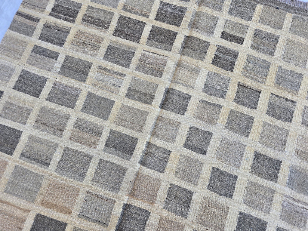 5x7 Antique Afghan Kilim Rug, Turkmen Geometric Wool Area Rug, Boho Home Decor, Flatweave Persian Kilim, Bedroom Rug, Kids Room