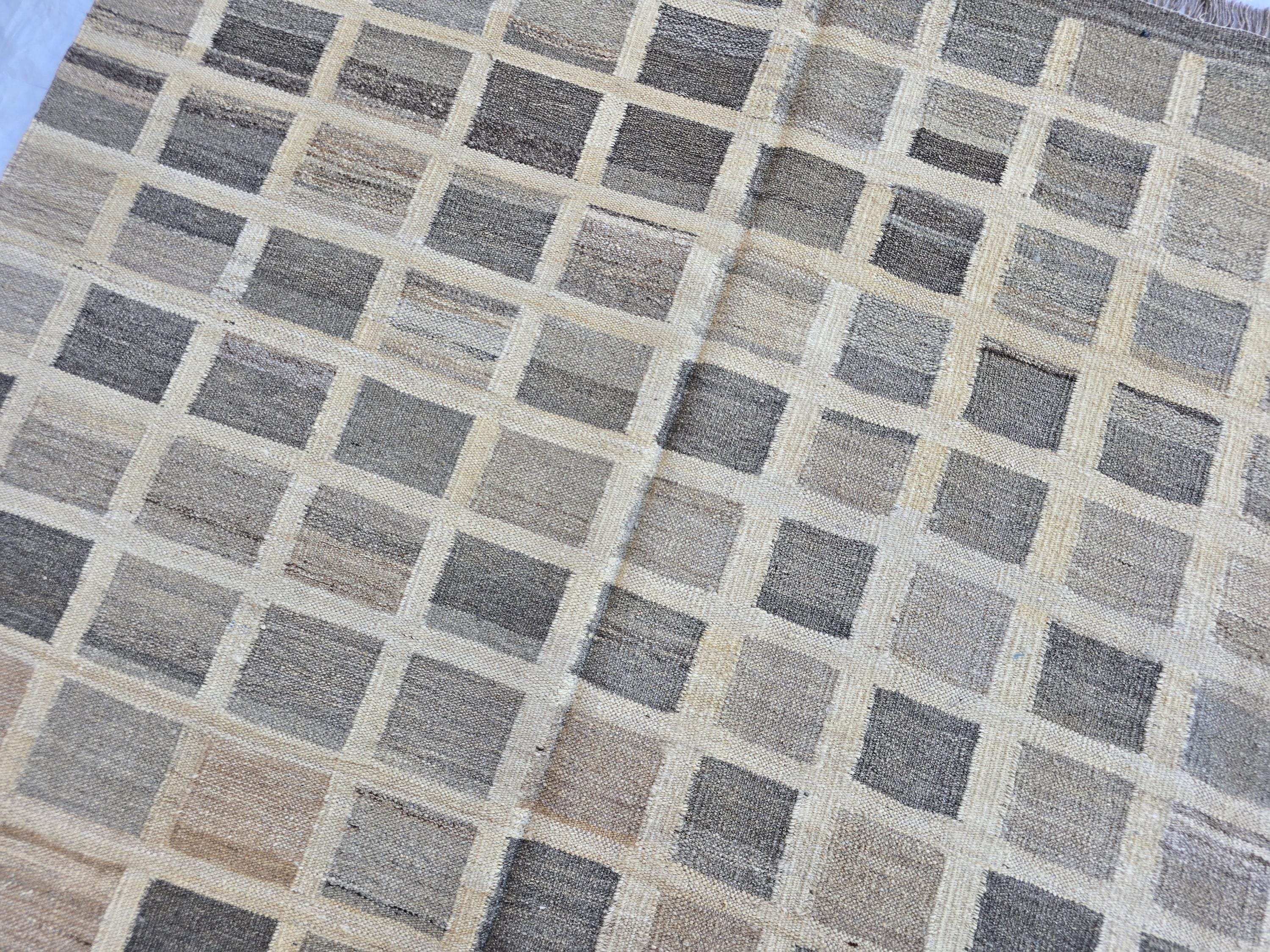 5x7 Antique Afghan Kilim Rug, Turkmen Geometric Wool Area Rug, Boho Home Decor, Flatweave Persian Kilim, Bedroom Rug, Kids Room