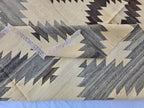 7x10Ft Large Tribal Kilim Rug – Handwoven Geometric Afghan Wool Carpet in Neutral Earth Tones – Boho Area Rug for Living Room or Bedroom