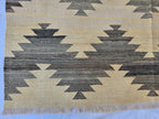 7x10Ft Large Tribal Kilim Rug – Handwoven Geometric Afghan Wool Carpet in Neutral Earth Tones – Boho Area Rug for Living Room or Bedroom