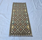 3x6 Handwoven Afghan Kilim Rug, Home Decor Rug, Turkmen Oriental Wool Rug, Hallway Rug, Entrance Rug, Living Room Rug, Kitchen Rug