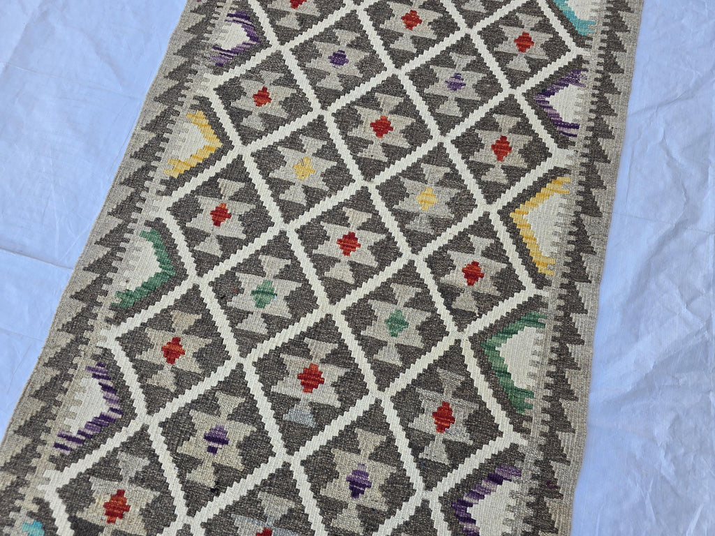 3x6 Handwoven Afghan Kilim Rug, Home Decor Rug, Turkmen Oriental Wool Rug, Hallway Rug, Entrance Rug, Living Room Rug, Kitchen Rug