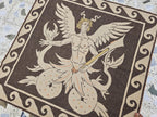4x4ft Handwoven Mythological Tapestry Rug – Winged Serpent Deity Design | Tribal Wall Hanging | Bohemian Art Rug, Wall Decor