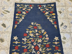 4x6 Suzani Kilim Rug – Navy Blue Tribal Flatweave, Turkmen Boho Wool Runner, Decorative Afghan Textile, Rug for Living Room, Bedroom Rug