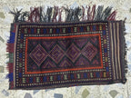 Vintage Handwoven Cushion, Turkmen Wool Antique, Collectible Item From 1960s, 3x1.8ft,