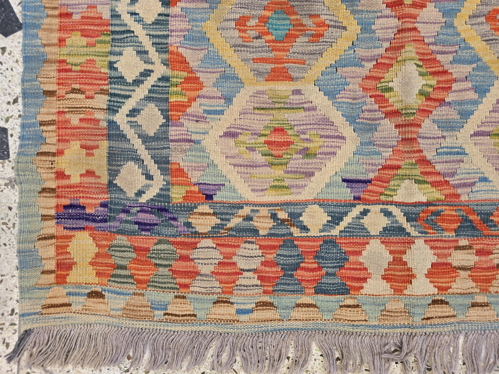 4x6 Flatweave Chobi Kilim Rug, Afghan Turkmen Wool Geometric Rug, Accent Size Rug, Entryway Rug, Hallway Lightweight Rug 192x120 cm