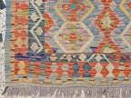 4x6 Flatweave Chobi Kilim Rug, Afghan Turkmen Wool Geometric Rug, Accent Size Rug, Entryway Rug, Hallway Lightweight Rug 192x120 cm