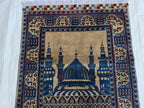 3x4 Afghan Handwoven Prayer Mat Jai Namaz, Turkmen Wool Geometric Rug, Soft Pile Beljik Jai Namaz