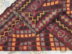3x6 Vintage Handwoven Kilim Rug, Turkmen Flatweave Wool Area Rug, Hallway Rug for Farmhouse, Living Room, Collectible Antique Rug