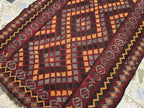 3x6 Vintage Handwoven Kilim Rug, Turkmen Flatweave Wool Area Rug, Hallway Rug for Farmhouse, Living Room, Collectible Antique Rug