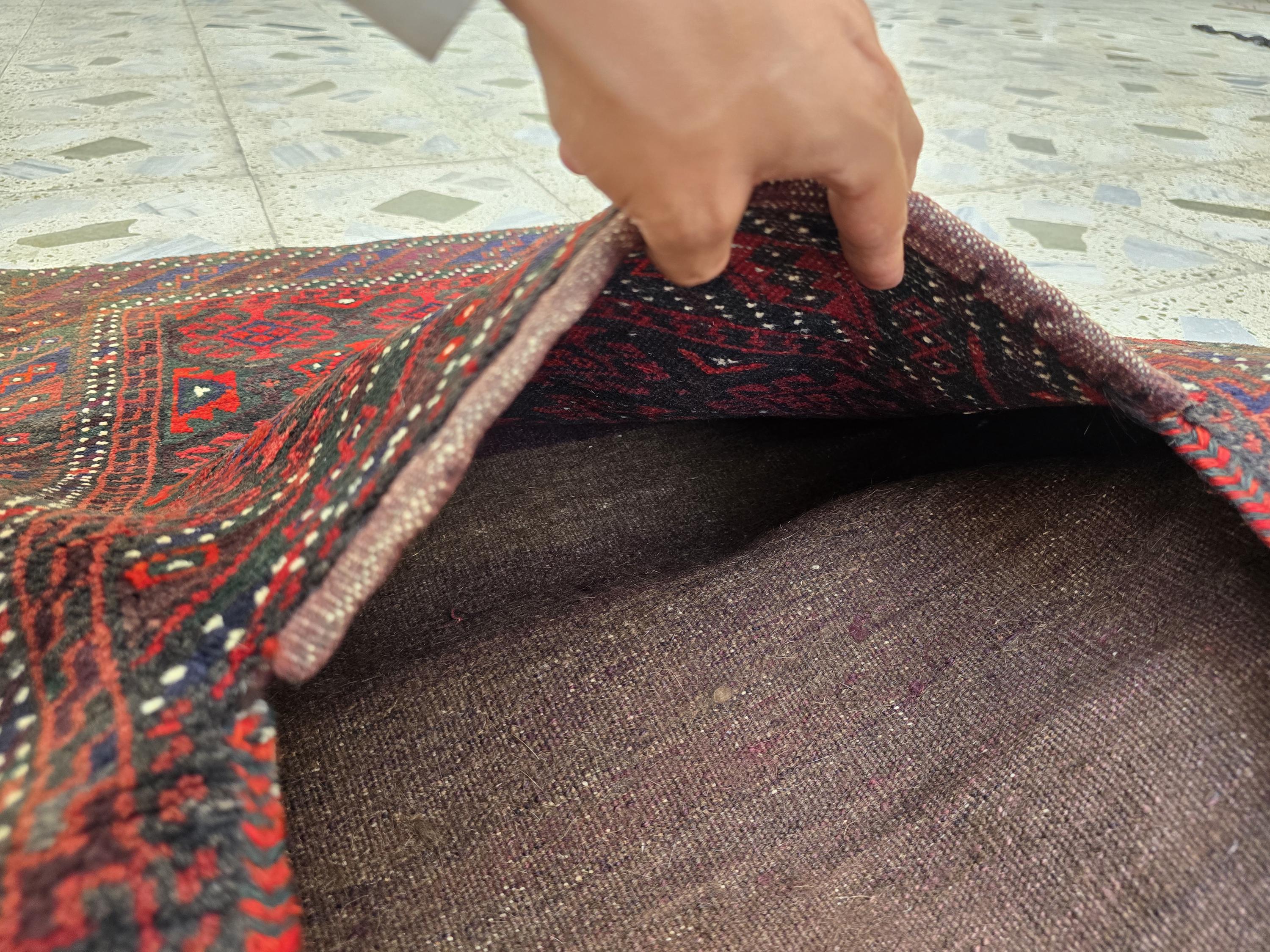 Vintage Afghan Khurjin Saddlebag Rug 5.4x2.1ft – Tribal Handwoven Wool Bagface, Nomadic Baluchi Decor, Wall decor