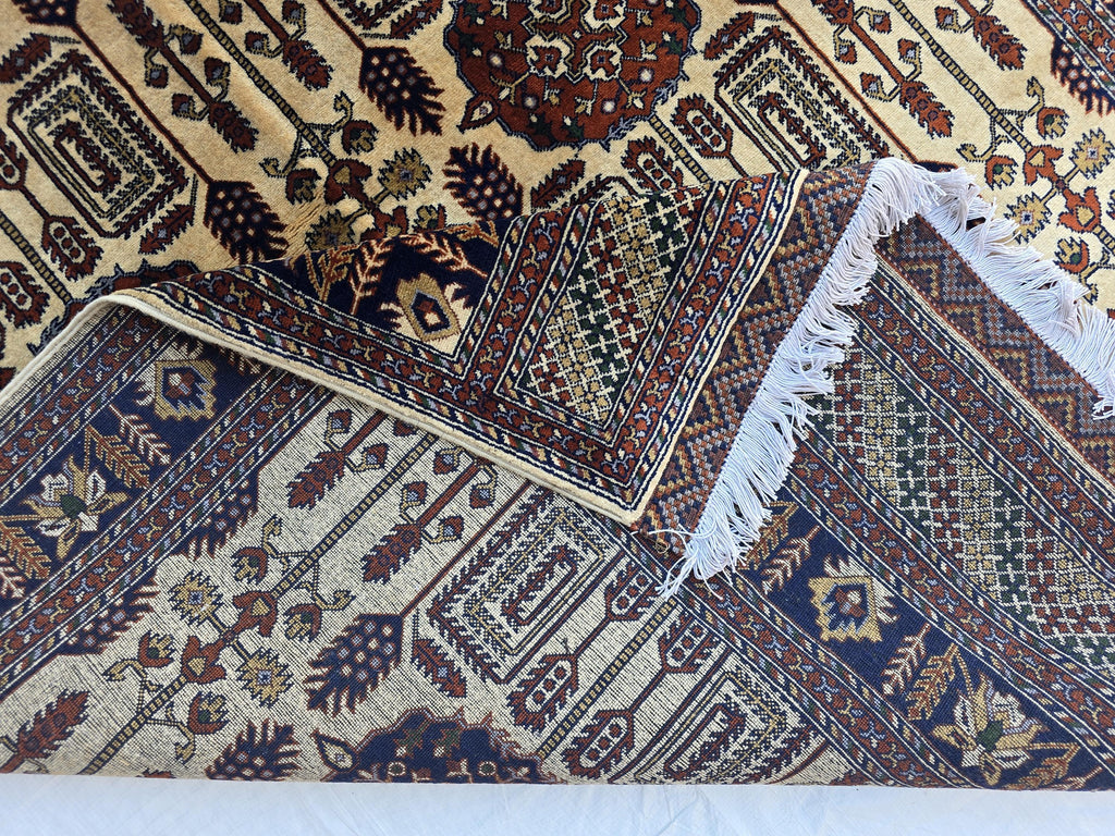 Soft High Pile Handmade 5x7 Oriental Rug – Cream & Brown Tribal Design – Plush Wool Area Carpet – Afghan Decorative Floor Mat, Bedroom Rug