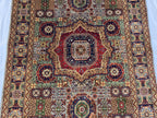 5x7 Handmade Wool Rug – Colorful Geometric Afghan Carpet – Turkmen Red Green Blue Tribal Medallion Design – Thick Pile Oriental Area Rug