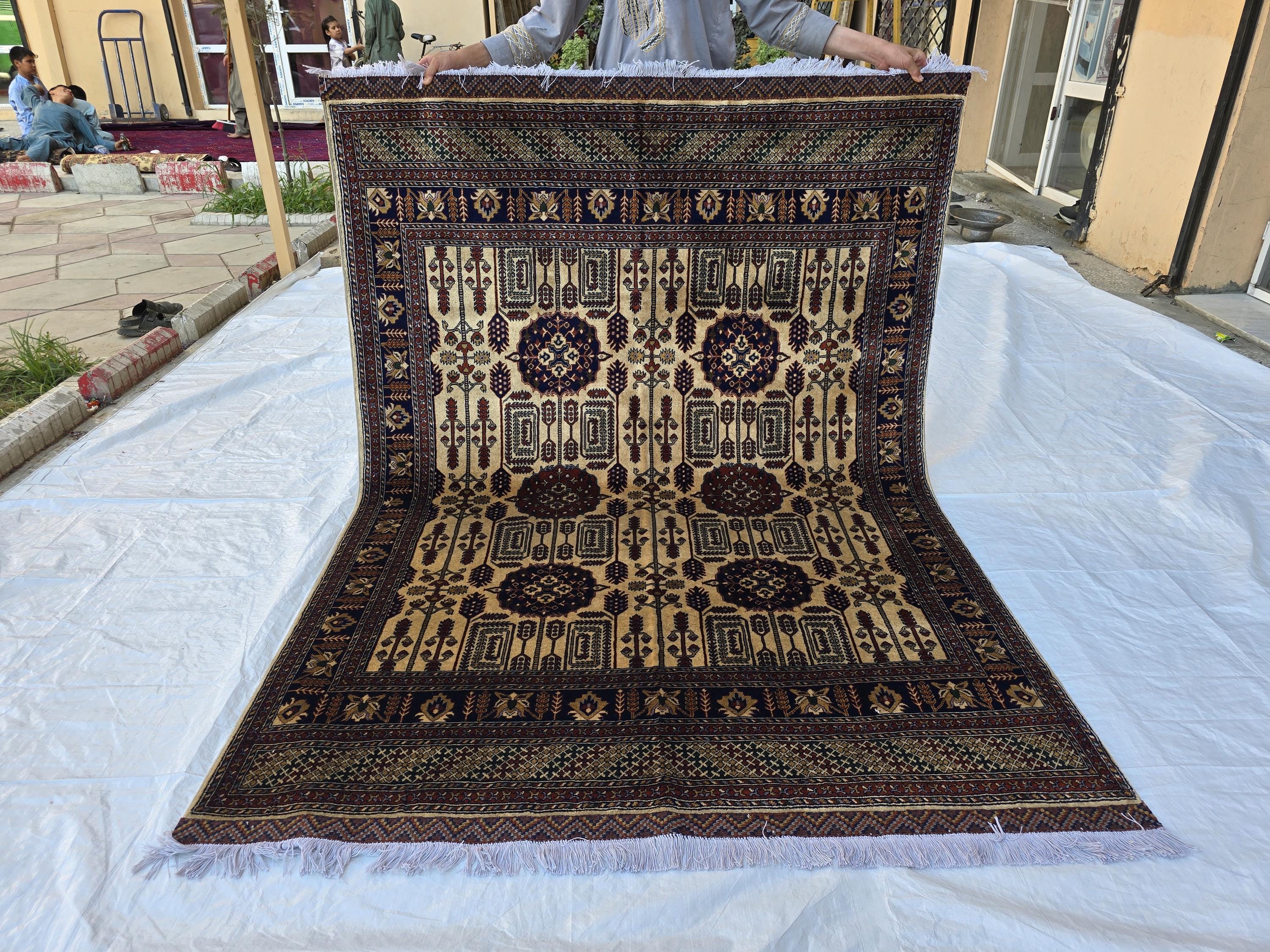 5x7 Stunning Afghan Handwoven Rug, Turkmen Oriental Wool Area Rug, Rug For Living Room, Bedroom Rug, Home Decor Rug
