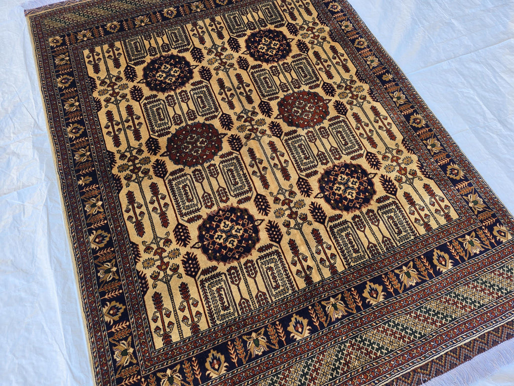 5x7 Stunning Afghan Handwoven Rug, Turkmen Oriental Wool Area Rug, Rug For Living Room, Bedroom Rug, Home Decor Rug
