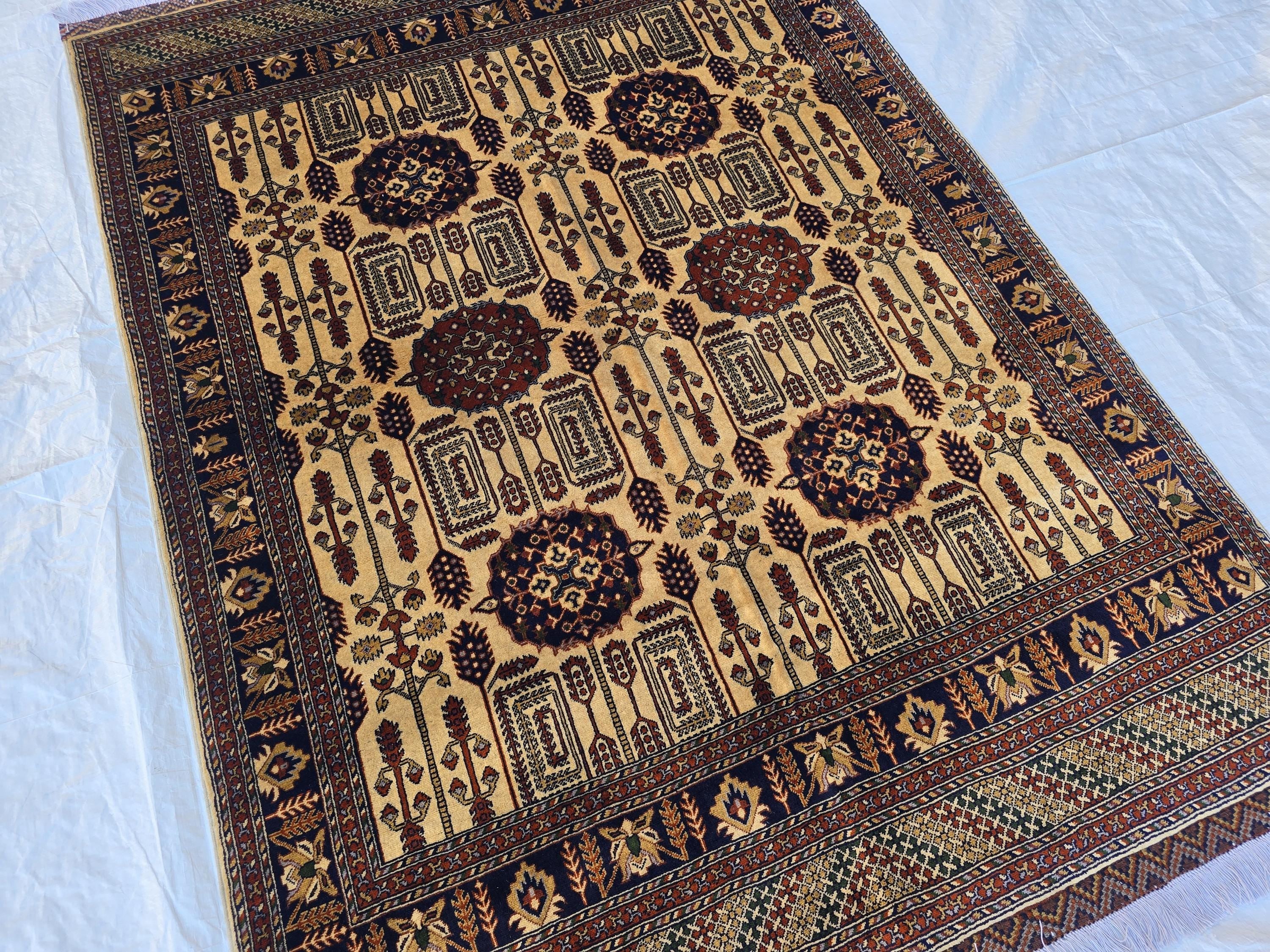 5x7 Stunning Afghan Handwoven Rug, Turkmen Oriental Wool Area Rug, Rug For Living Room, Bedroom Rug, Home Decor Rug