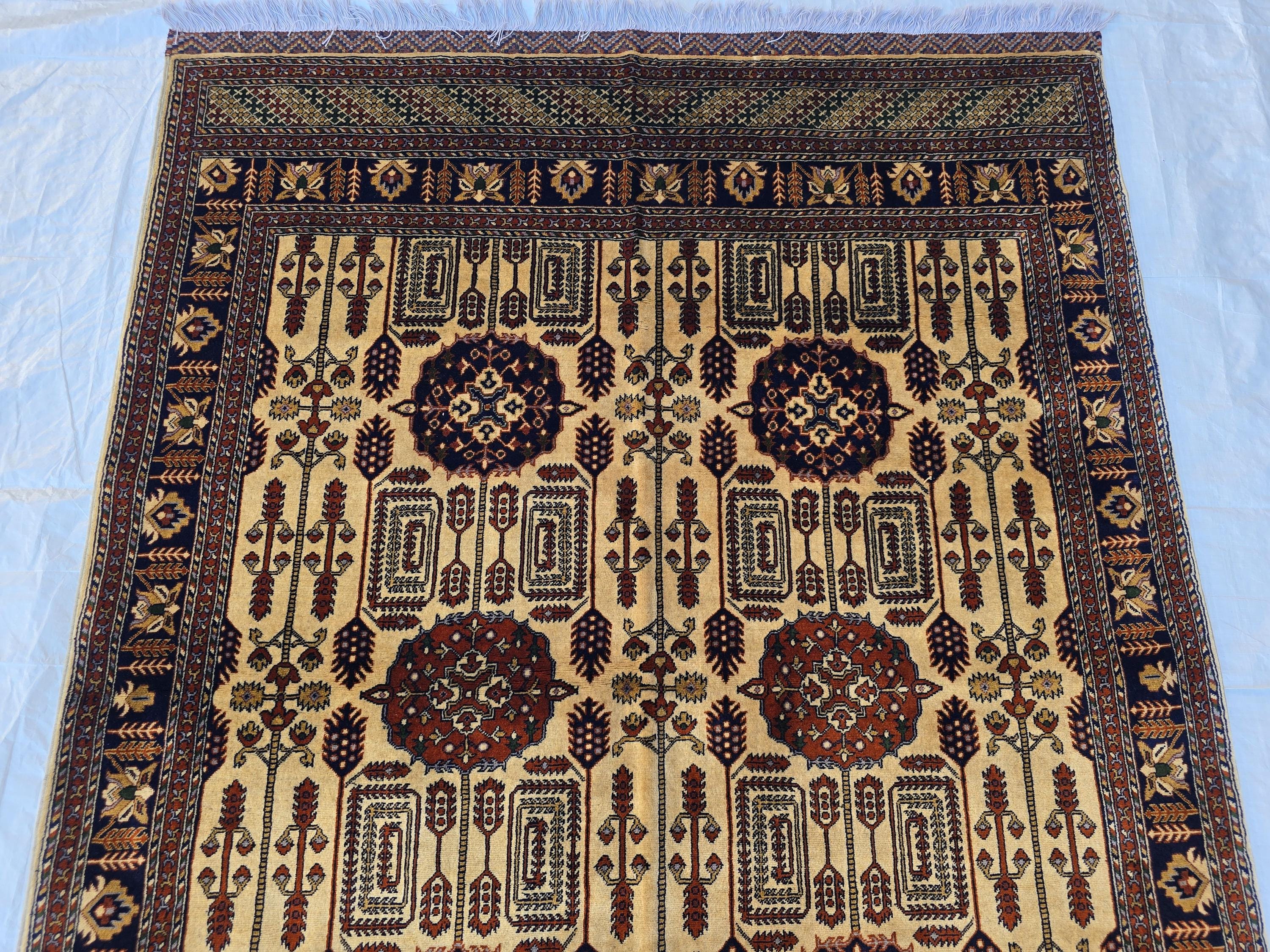 5x7 Stunning Afghan Handwoven Rug, Turkmen Oriental Wool Area Rug, Rug For Living Room, Bedroom Rug, Home Decor Rug