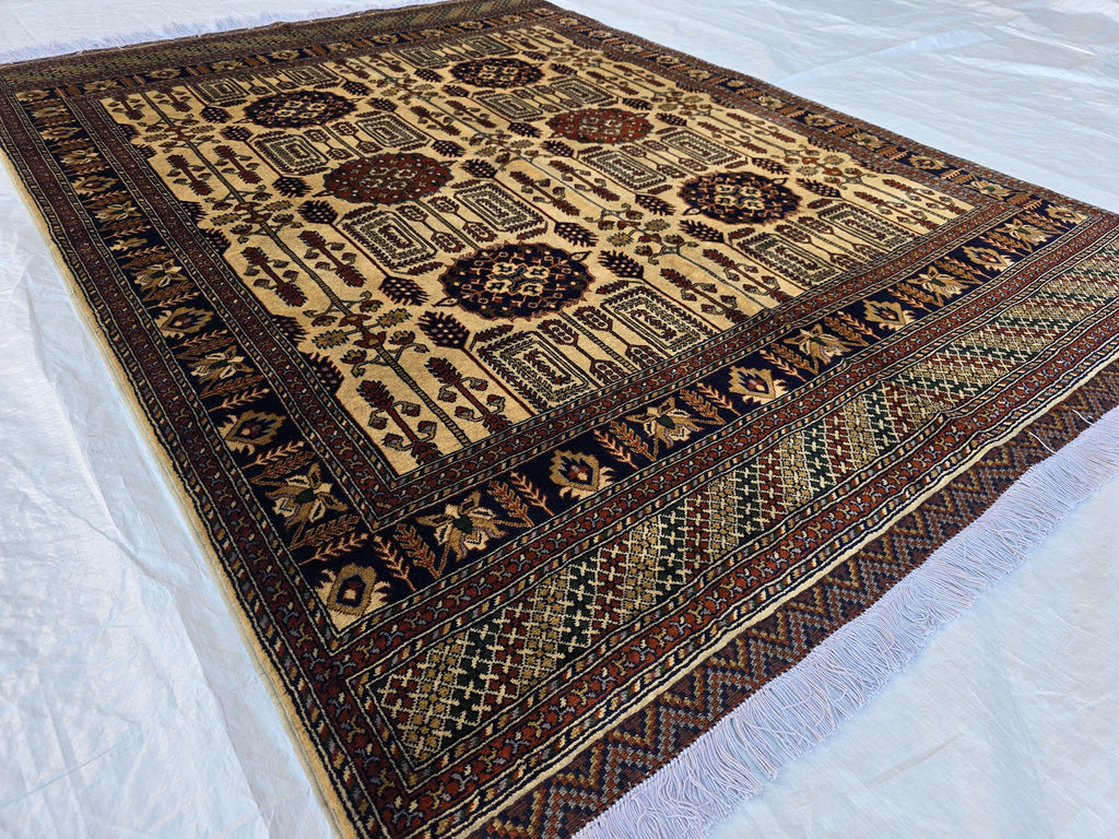 5x7 Stunning Afghan Handwoven Rug, Turkmen Oriental Wool Area Rug, Rug For Living Room, Bedroom Rug, Home Decor Rug