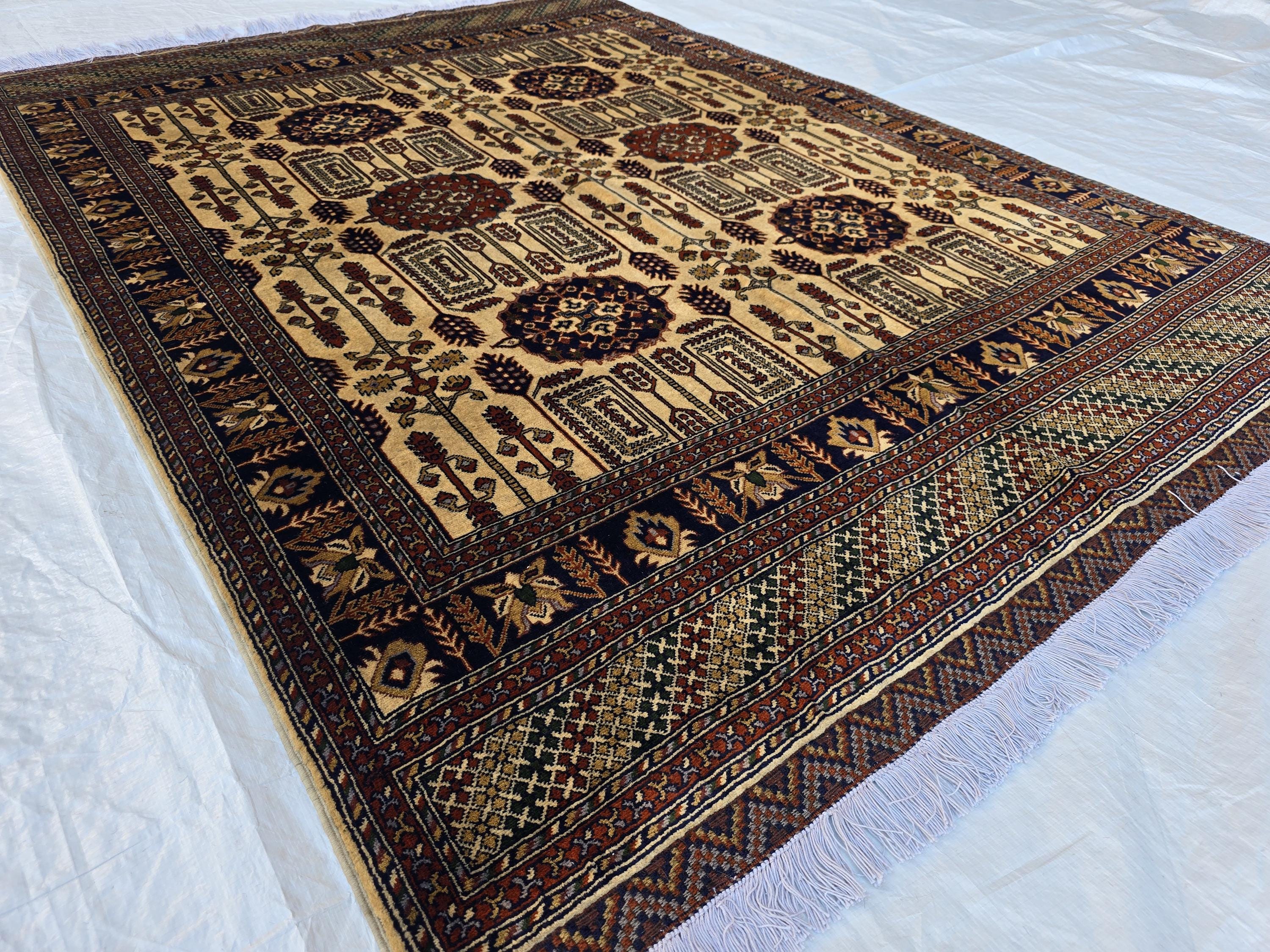 5x7 Stunning Afghan Handwoven Rug, Turkmen Oriental Wool Area Rug, Rug For Living Room, Bedroom Rug, Home Decor Rug