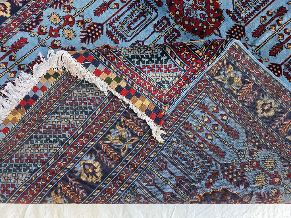 5x6 Afghan Handmade Navy Blue Gandum Carpet, Turkmen Oriental Soft Wool Rug, Boho Home Decor, Rug for Bedroom, Living Room Rug 198x151 cm