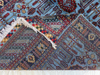 5x6 Afghan Handmade Navy Blue Gandum Carpet, Turkmen Oriental Soft Wool Rug, Boho Home Decor, Rug for Bedroom, Living Room Rug 198x151 cm