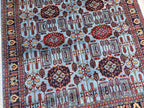 5x6 Afghan Handmade Navy Blue Gandum Carpet, Turkmen Oriental Soft Wool Rug, Boho Home Decor, Rug for Bedroom, Living Room Rug 198x151 cm