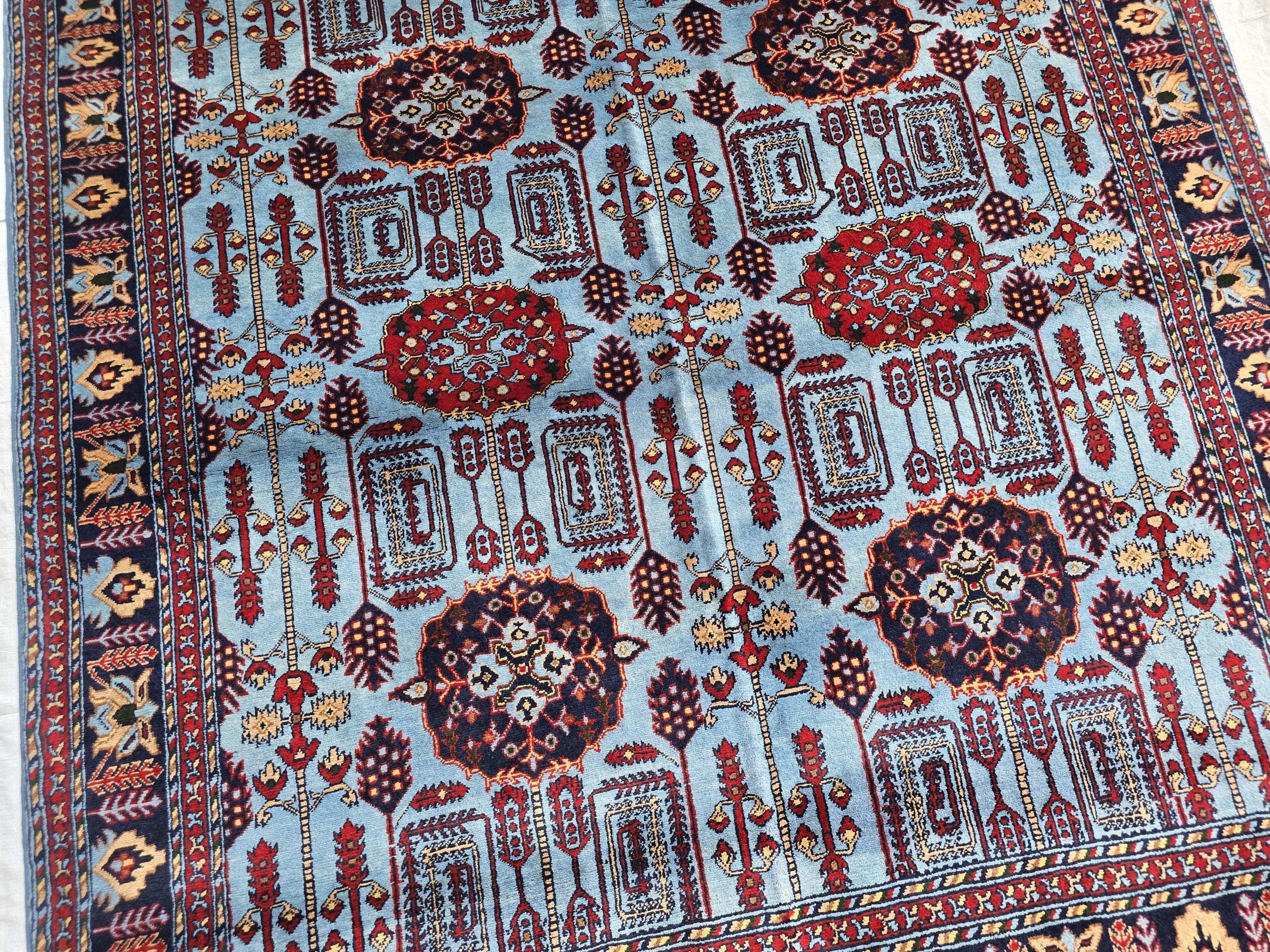 5x6 Afghan Handmade Navy Blue Gandum Carpet, Turkmen Oriental Soft Wool Rug, Boho Home Decor, Rug for Bedroom, Living Room Rug 198x151 cm