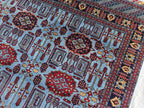 5x6 Afghan Handmade Navy Blue Gandum Carpet, Turkmen Oriental Soft Wool Rug, Boho Home Decor, Rug for Bedroom, Living Room Rug 198x151 cm