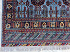 5x6 Afghan Handmade Navy Blue Gandum Carpet, Turkmen Oriental Soft Wool Rug, Boho Home Decor, Rug for Bedroom, Living Room Rug 198x151 cm