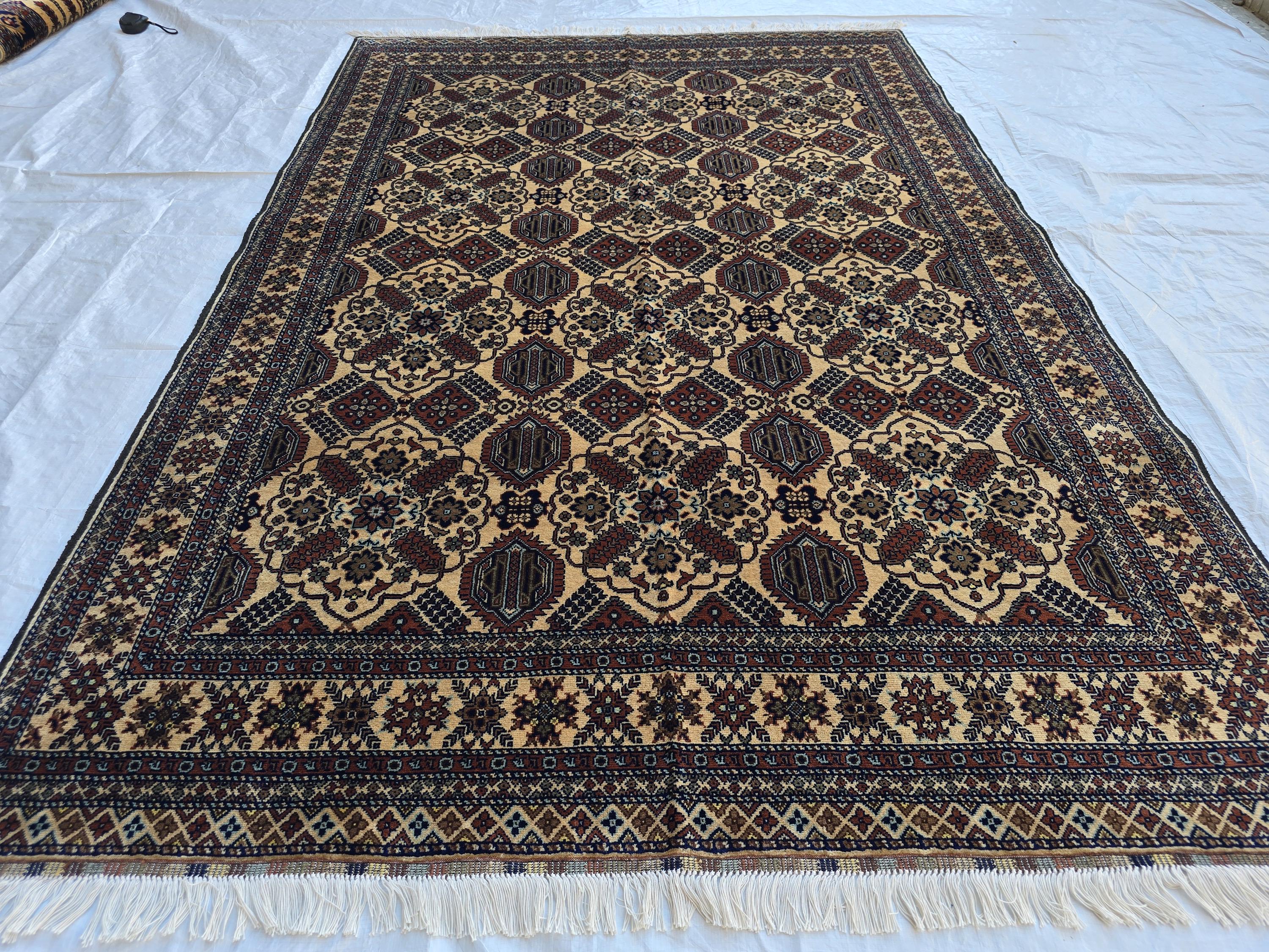 5x7ft Handmade Afghan Carpet, Turkmen Soft Wool Oriental Modern Rug, Boho Home Decor, Rug for Living Room, Bedroom, Office Rug 220x150 cm