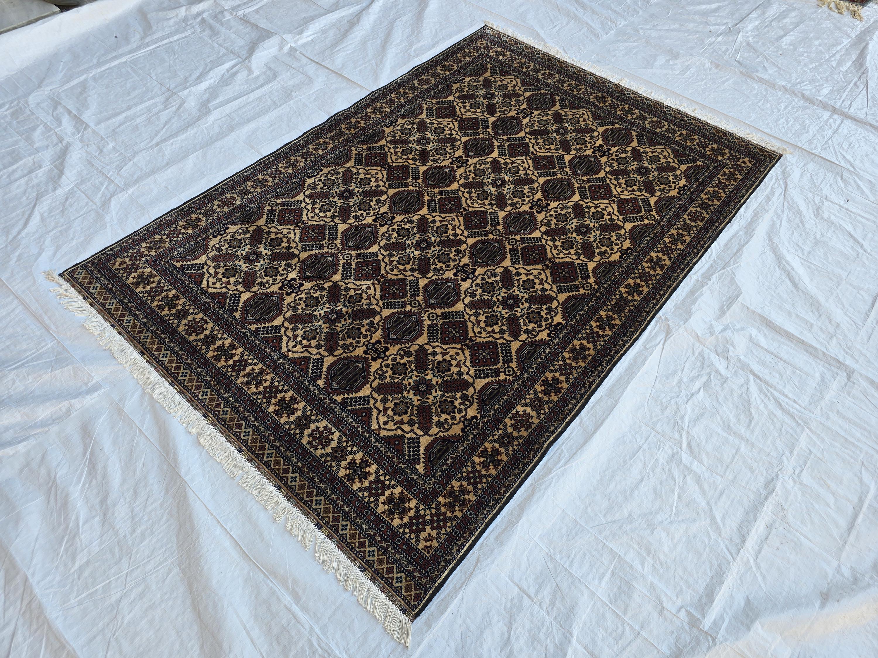5x7ft Handmade Afghan Carpet, Turkmen Soft Wool Oriental Modern Rug, Boho Home Decor, Rug for Living Room, Bedroom, Office Rug 220x150 cm