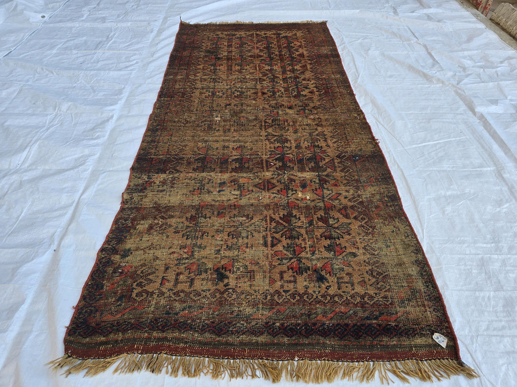 1930s Vintage Afghan Handwoven Rug, Turkmen Wool Area Rug, Collectible Antique Rare Piece, 3x6ft, Early 20th Century Tribal