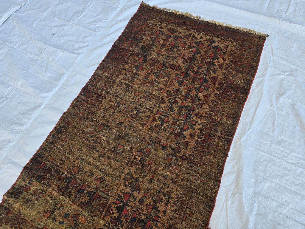 1930s Vintage Afghan Handwoven Rug, Turkmen Wool Area Rug, Collectible Antique Rare Piece, 3x6ft, Early 20th Century Tribal
