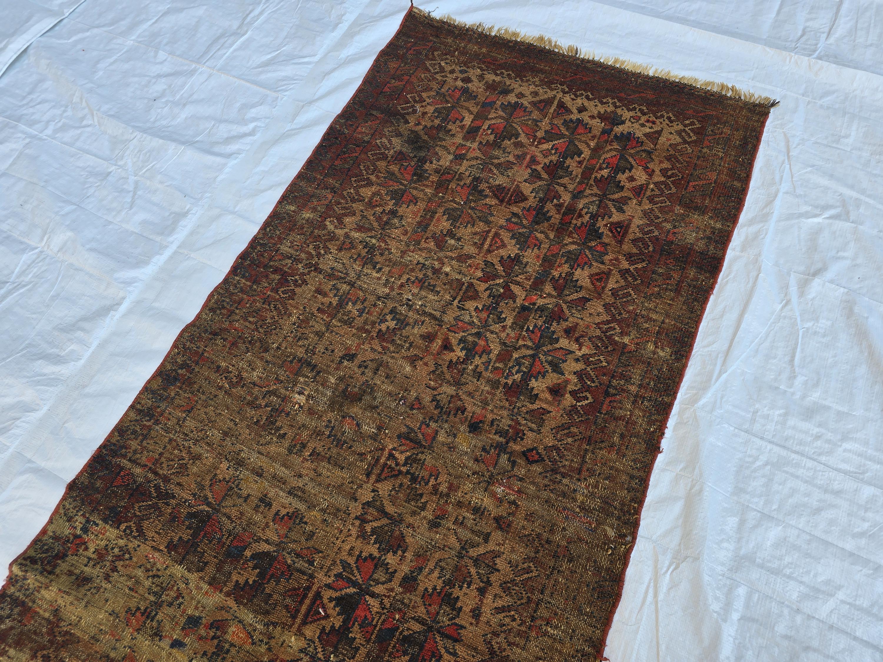 1930s Vintage Afghan Handwoven Rug, Turkmen Wool Area Rug, Collectible Antique Rare Piece, 3x6ft, Early 20th Century Tribal