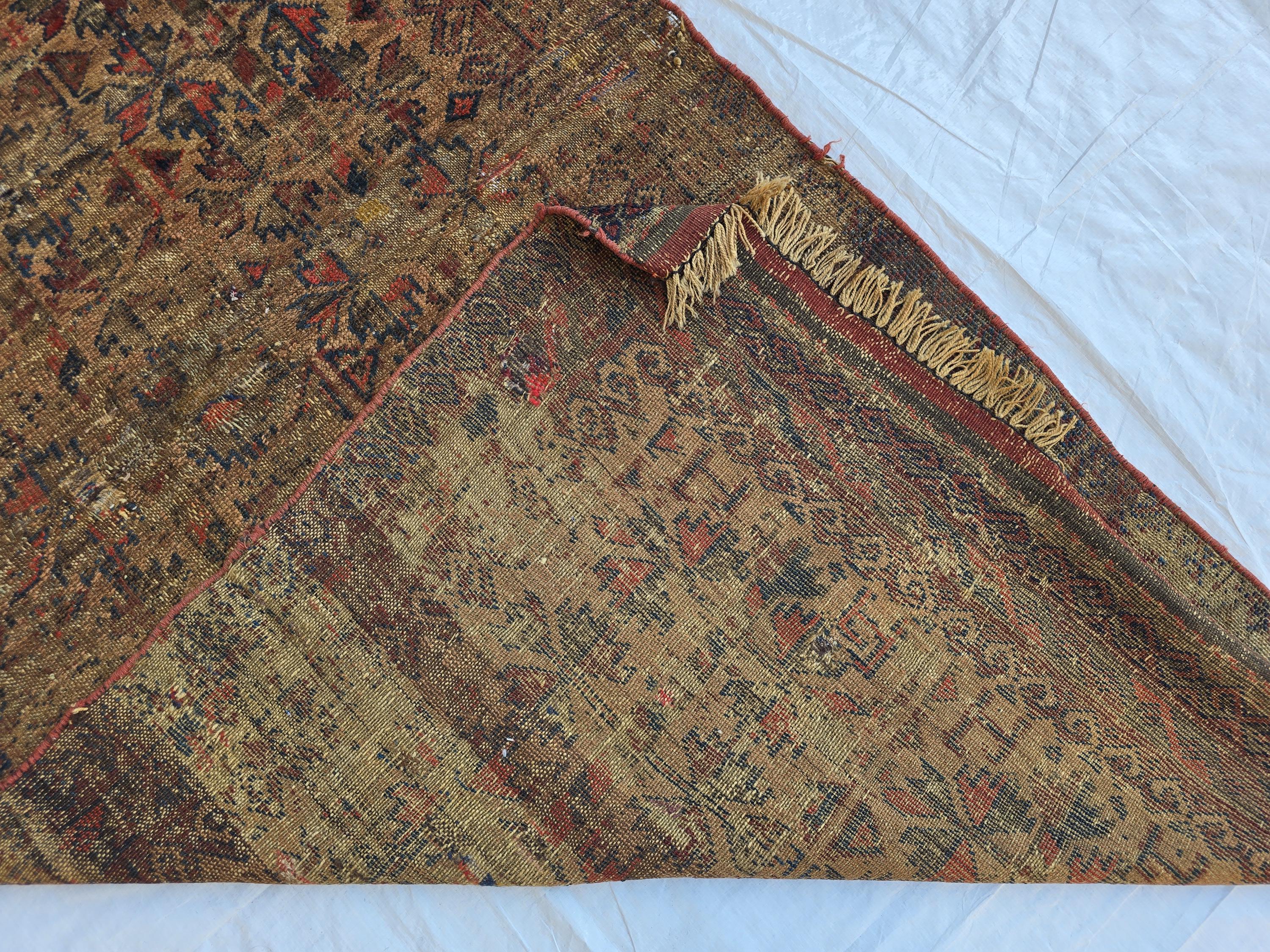 1930s Vintage Afghan Handwoven Rug, Turkmen Wool Area Rug, Collectible Antique Rare Piece, 3x6ft, Early 20th Century Tribal