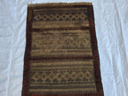 2x5 Vintage Afghan Handwoven Kilim, Turkmen Geometric Wool Rug, Antique Collectible Rare Piece, Early 20th Century Tribal Flatweave Kilim