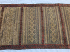 2x5 Vintage Afghan Handwoven Kilim, Turkmen Geometric Wool Rug, Antique Collectible Rare Piece, Early 20th Century Tribal Flatweave Kilim