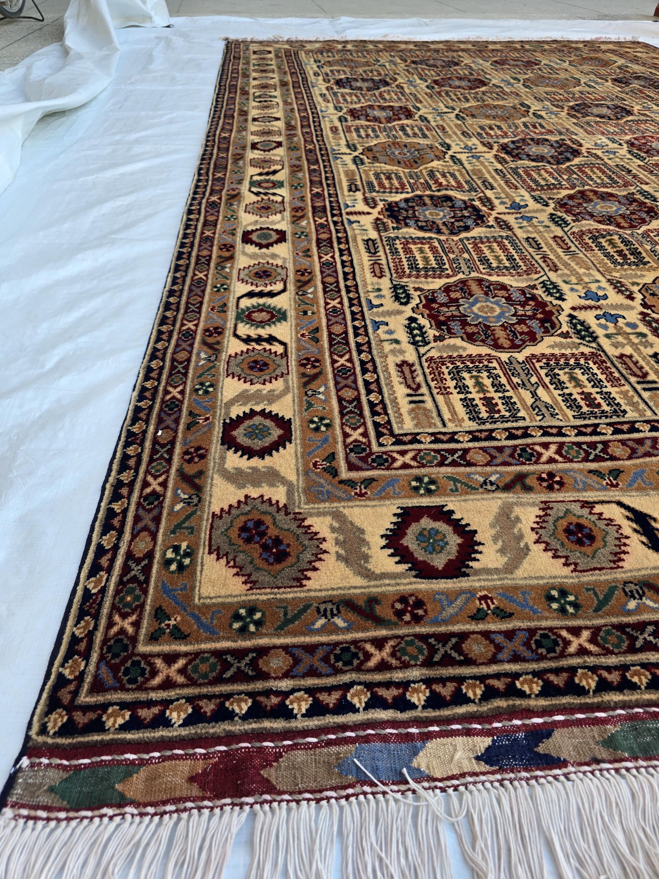 Large Afghan Handwoven Rug 9.8x6.5ft , Gandum Naksha Modern Rug, Turkmen Wool Geometric Rug, Living Room Rug, Bedroom Rug 300x200 cm
